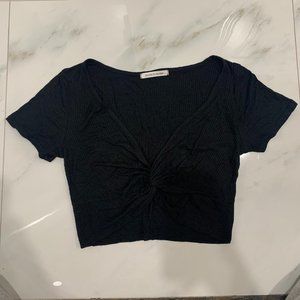 CAUTION TO THE WIND Ribbed Cropped Short Sleeve